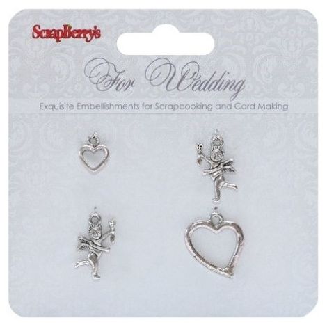 Zestaw Zawieszek Charms ScrapBerry's For Wedding, 4szt